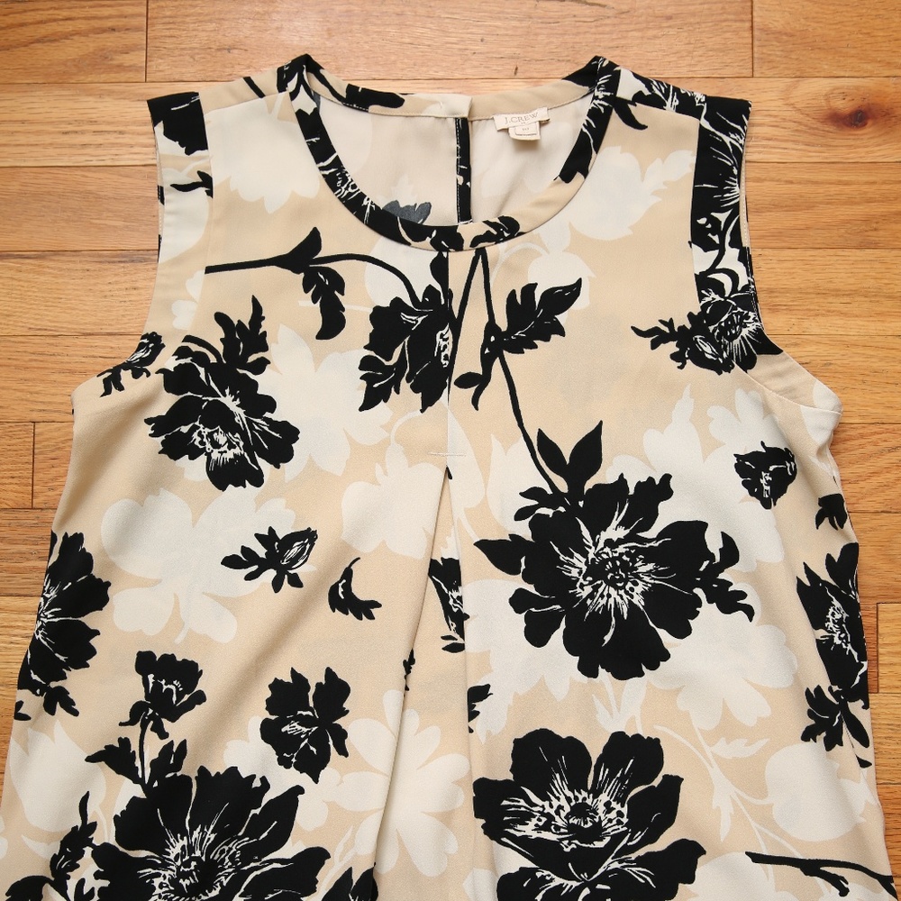 J. Crew Size 10 White, Black and Tan Blouse